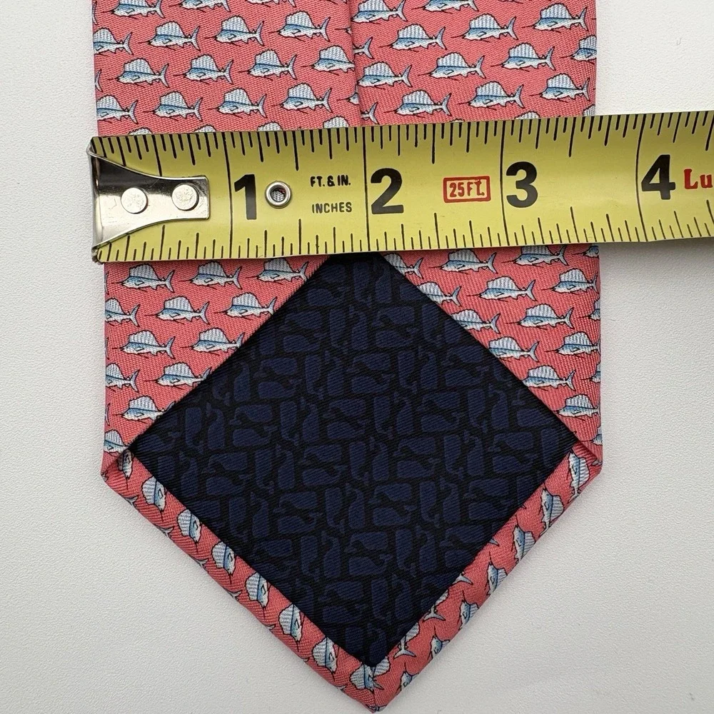 Vineyard Vines Tie Mens Pink Sailfish Marlin Swordfish 100% Silk USA Made